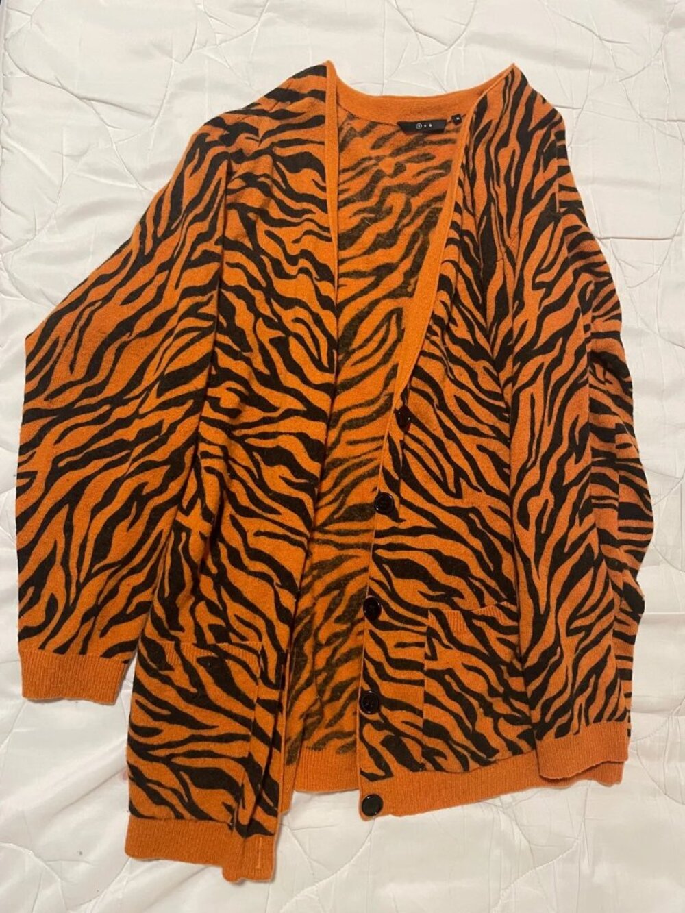 Vintage (?) wool and nylon tiger cardigan